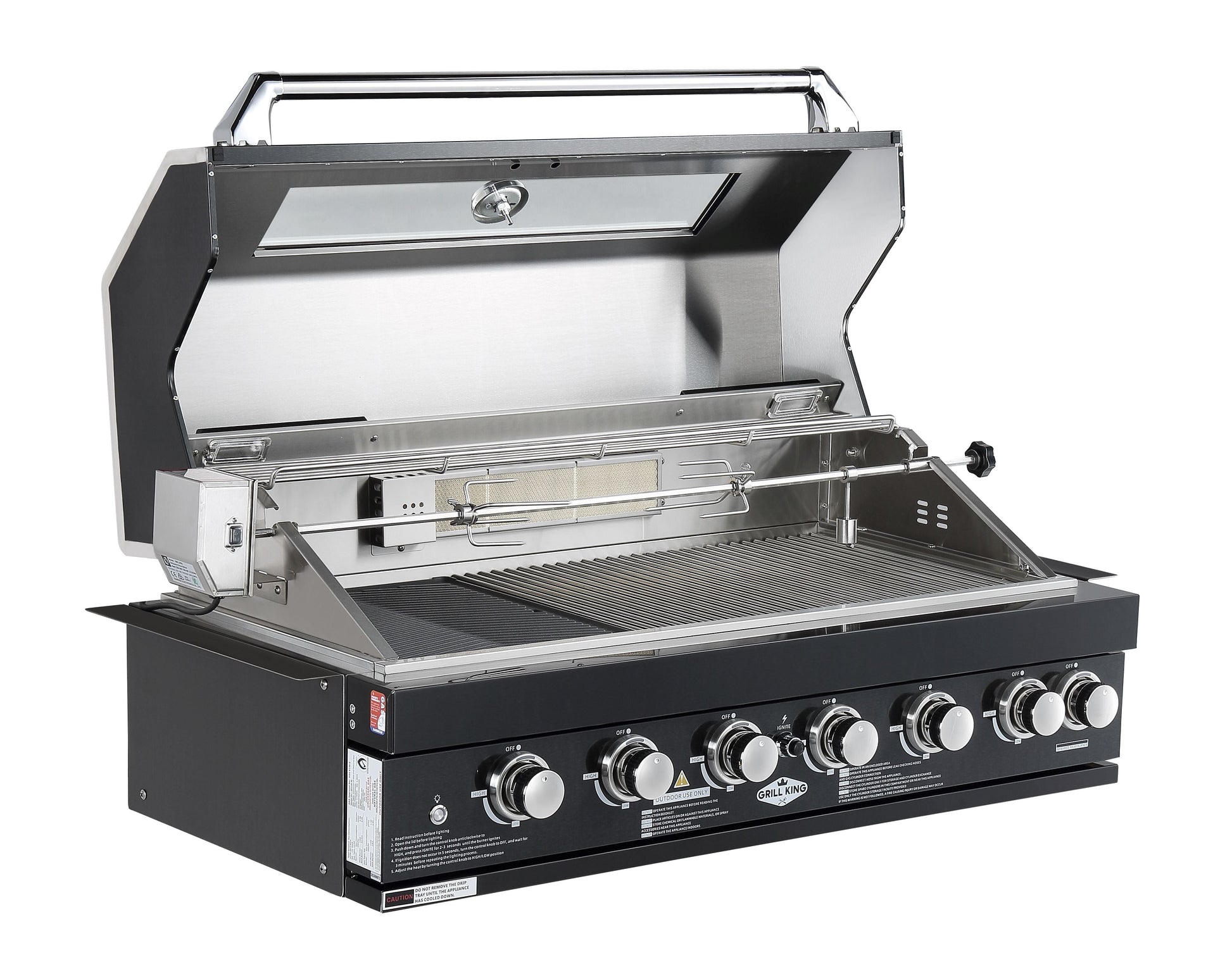 Grill King Signature Series Outdoor BBQ Kitchen Package | Black Stone, Aluminium Cabinet Finish Inc Grill King 6B Built-In BBQ + Rotisserie