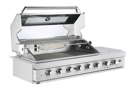 test rey 1 6 Burner Built In BBQ With Side Wok & Rear Infrared Burner | 304 Stainless Steel, Blue LED Knobs