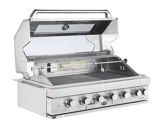 6 Burner Built-In BBQ With Rear Infrared Burner | 304 High Grade Stainless Steel, Blue LED Knobs