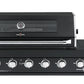 Kingsley 6 Burner Built In BBQ With Side Wok & Rear Infrared Burner | Black Stainless Steel, Blue LED Knobs