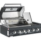 4 Burner + Wok Built In BBQ With Rear Infrared Burner | Black 304 Stainless Steel, Blue LED Knobs
