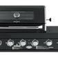 4 Burner + Wok Built In BBQ With Rear Infrared Burner | Black 304 Stainless Steel, Blue LED Knobs