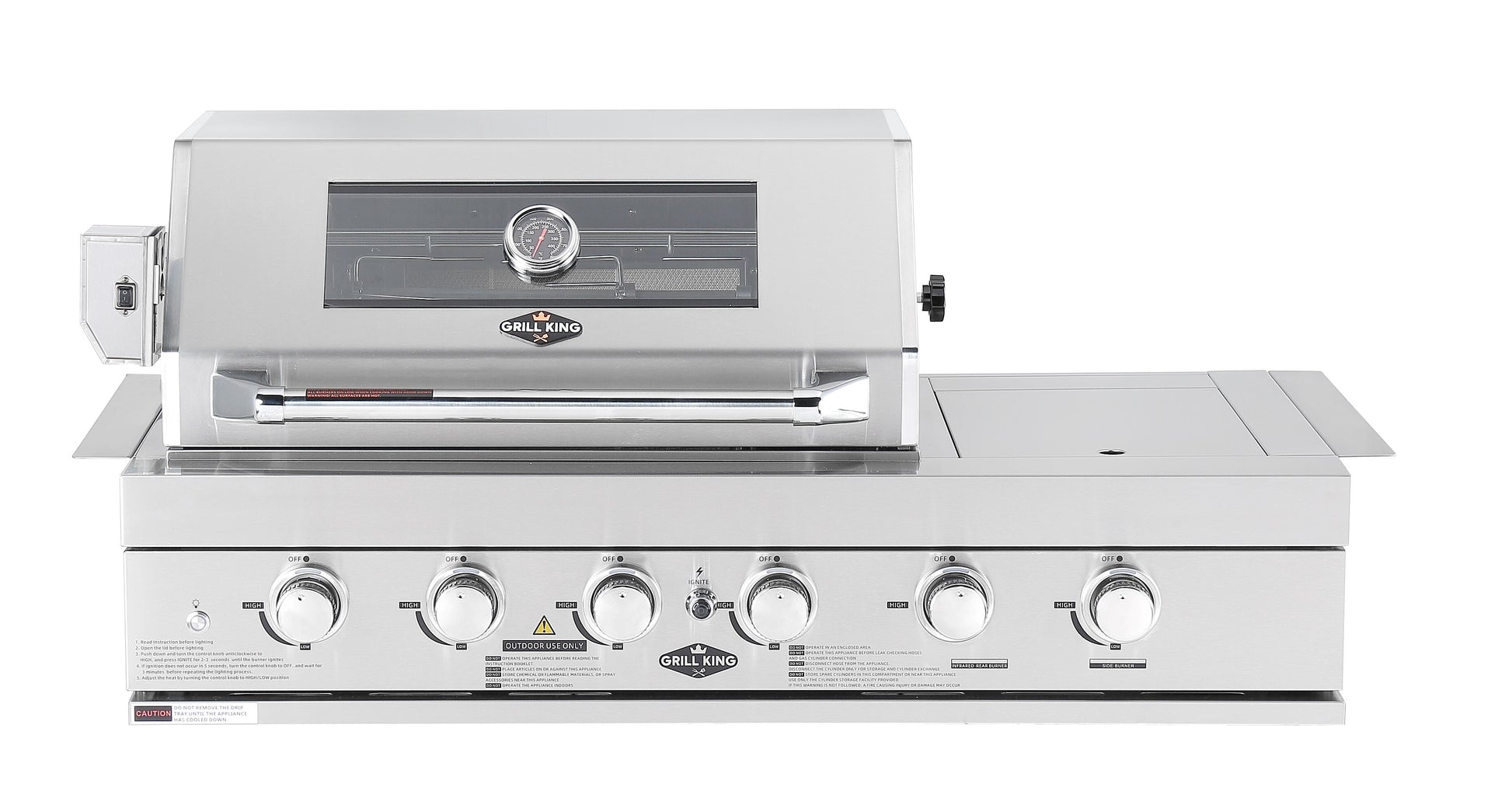 4-Burner + Wok SS Built-In BBQ Outdoor Kitchen with 208L Bar Fridge - Rockpool White