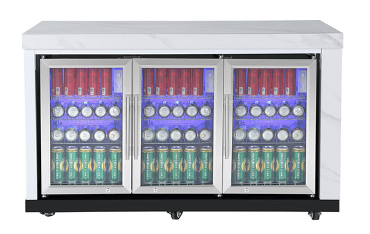 RockPool 200L 3DR Alfresco BBQ Kitchen Bar Fridge | Stone Bench Suits Rockpool BBQ Kitchens 3-Door Commercial Wine Bar Fridge Chiller Can Cooler