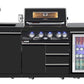 Kingsley 4 Burner Non Wok Black Stainless Steel BBQ Module + Fridge + Sink