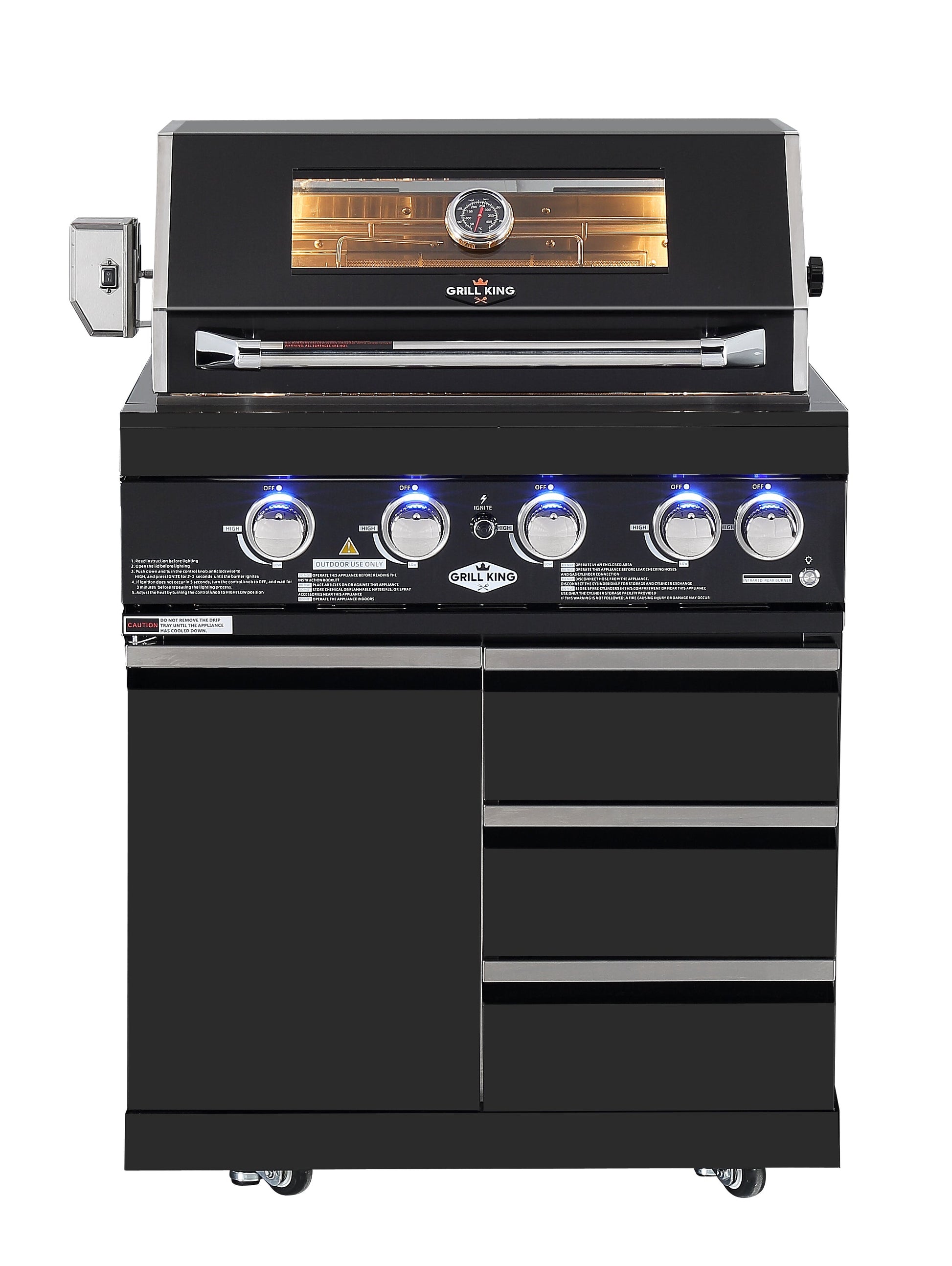 Kingsley 4 Burner Non Wok Black Stainless Steel BBQ Module (BBQ Only Fridge Sink Sold Seperate) | NG Version