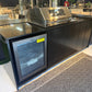 Grill King Signature Series Outdoor BBQ Kitchen Package – Rockpool Black Stone Bench-Top, Black Aluminium Cabinets | 4-Burner Built-In BBQ + Rotisserie + 150L Outdoor Fridge