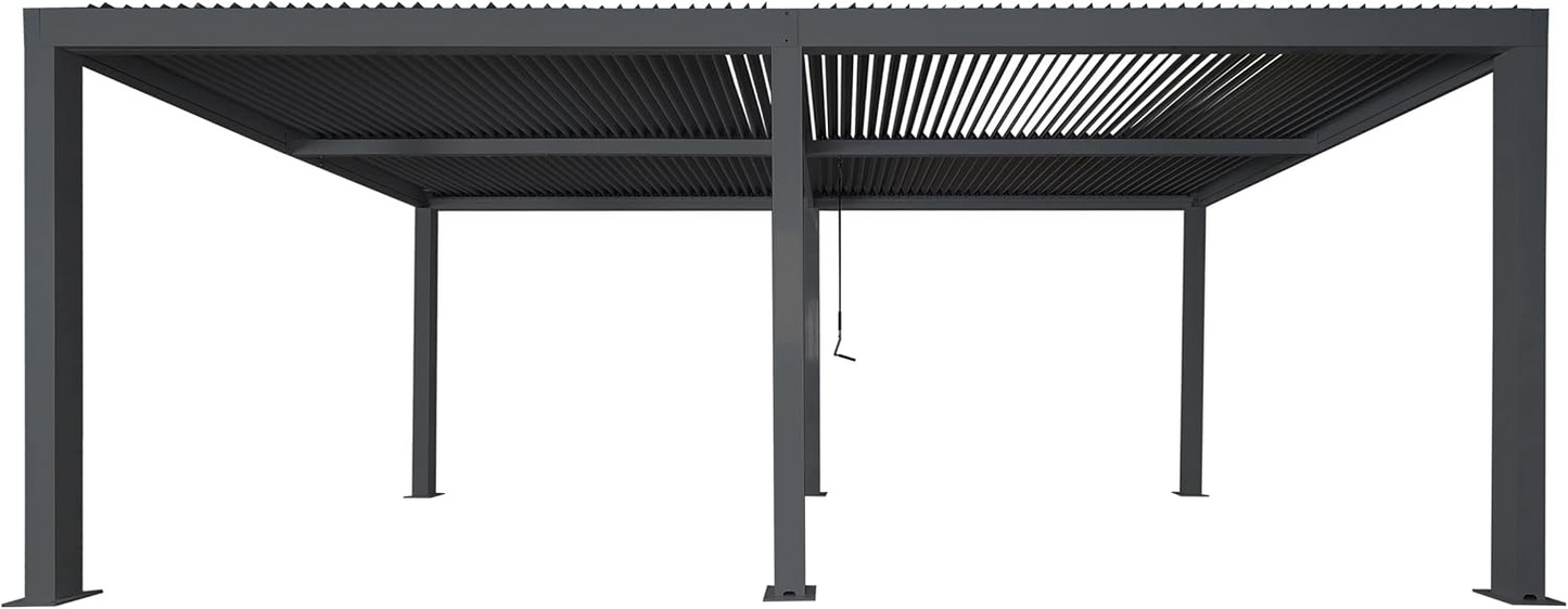 Wall Mounted 4M x 6M Semi Permanent Louvered Gazebo Monument Aluminium Heavy Duty Wind Resistant