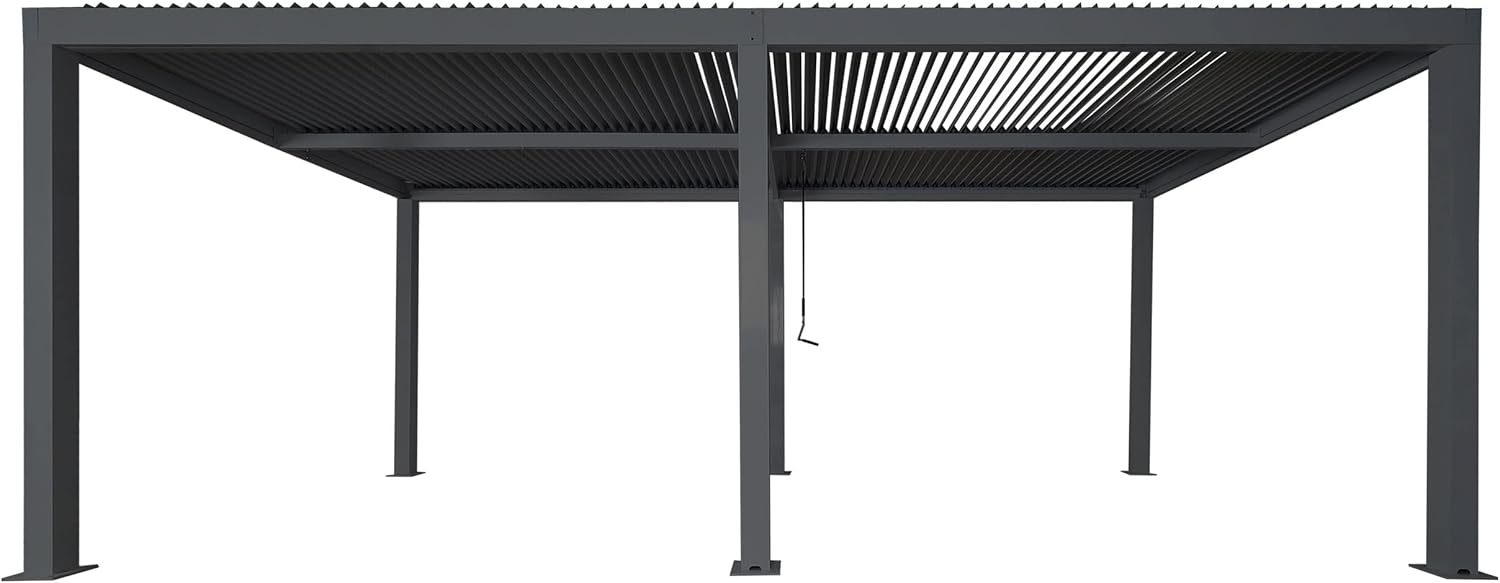 Wall Mounted 4M x 6M Semi Permanent Louvered Gazebo Monument Aluminium Heavy Duty Wind Resistant