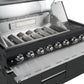Kingsley 6-Burner Outdoor BBQ Kitchen + 188L Kegerator : Black Stainless Steel, Stone Bench, Fridge, Sink, Height Adjustable
