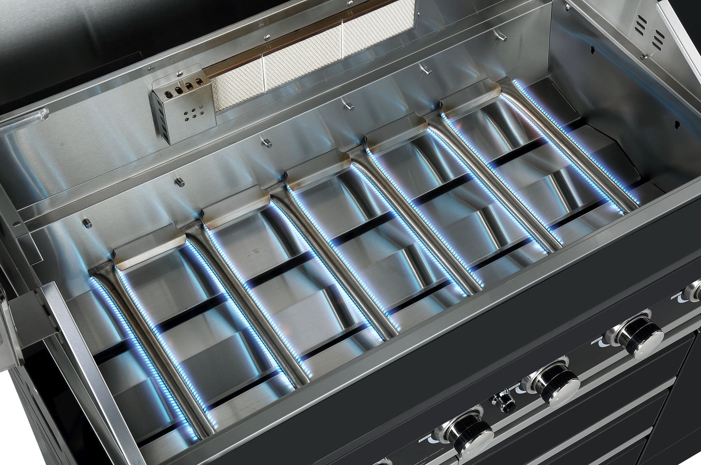 Kingsley 6-Burner Outdoor BBQ Kitchen + 188L Kegerator : Black Stainless Steel, Stone Bench, Fridge, Sink, Height Adjustable