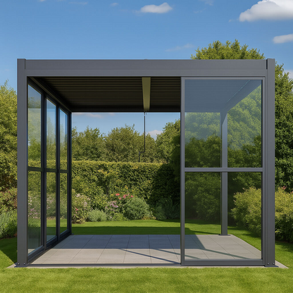 test rey 1 GazeboMate Pergola Transparent Sliding Door | Suits 4M GazeboMate Louvered Gazebo