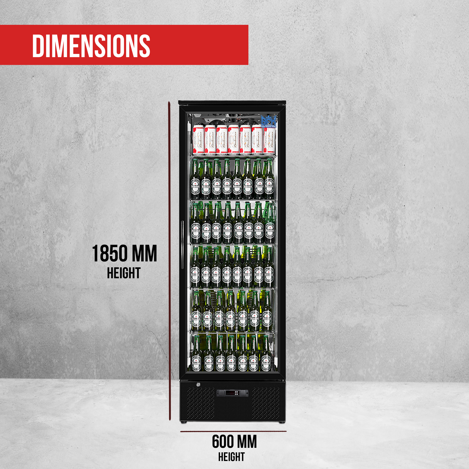 Tropical Rated Triple Glazed 293Ltr Single Door Upright Commercial Wine Bar Fridge Chiller Can Cooler in Black