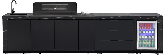 3DRAWSTORAGE - 830MM W | Suits Rockpool Black Raised Hood BBQ Kitchen + 3 CUPBOARD DOORS