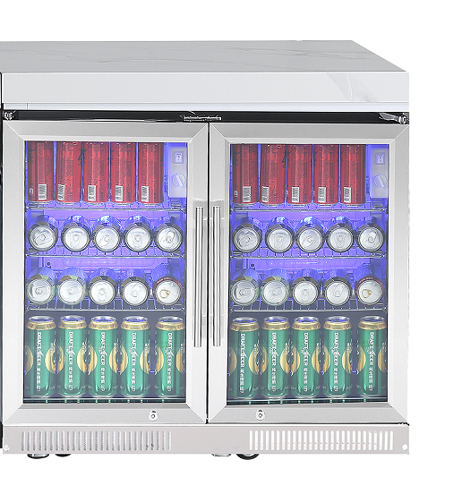 4-Burner + Wok SS Built-In BBQ Outdoor Kitchen with 208L Bar Fridge - Rockpool White