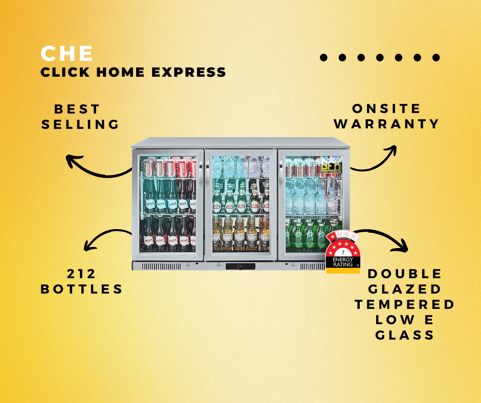 Free Metro Shipping Tropical Rated Triple Glazed 3-Door Commercial Glass Bar Fridge Beer Cooler Under Counter Wine Fridge 318L