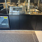 Grill King Signature Series Outdoor BBQ Kitchen Package – Rockpool Black Stone Bench-Top, Black Aluminium Cabinets | 4-Burner Built-In BBQ + Rotisserie + 150L Outdoor Fridge