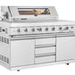 Hurricane 6-Burner Outdoor Kitchen 304 Stainless Steel BBQ Package Inc Triple Fridge, Sink, 3 Drawer Storage, Side Wok & Rear Infrared Burner