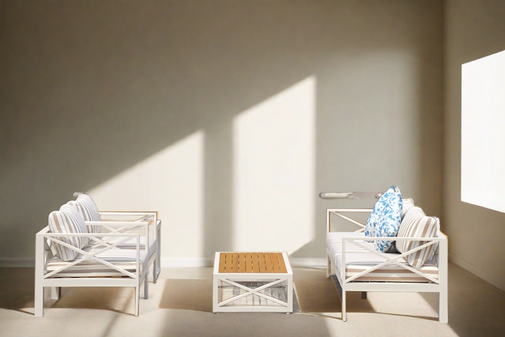 5-Piece Modern Outdoor Lounge Furniture Set Inc 3-Seater Day Bed, Coffee Table, Side Table & 3+1+1