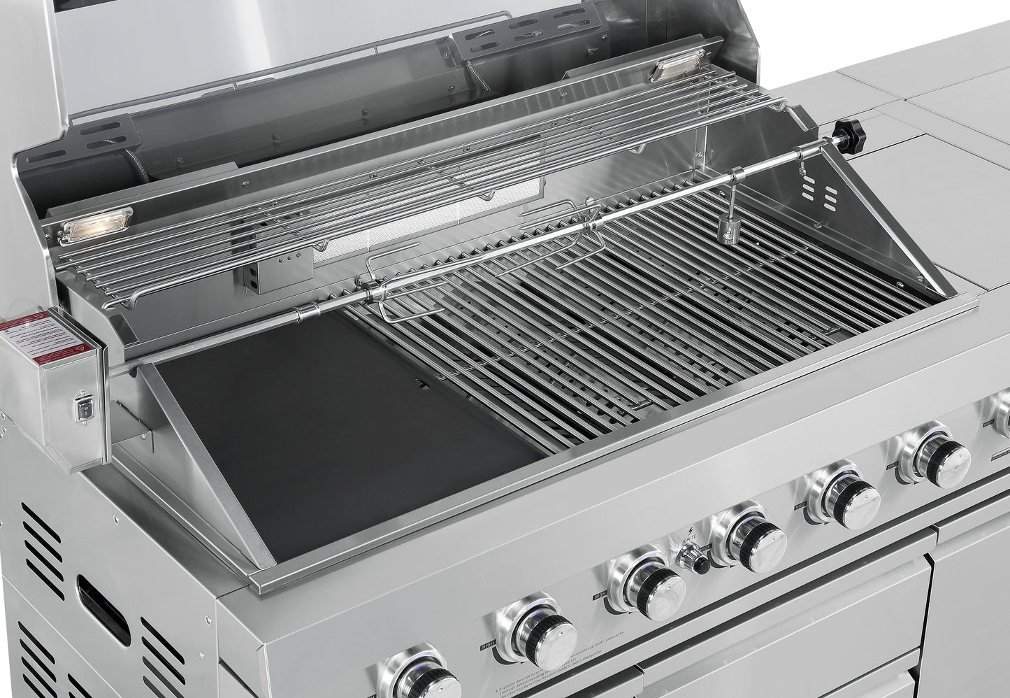 Hurricane 6-Burner Outdoor Kitchen 304 Stainless Steel BBQ Package Inc Triple Fridge, Sink, 3 Drawer Storage, Side Wok & Rear Infrared Burner