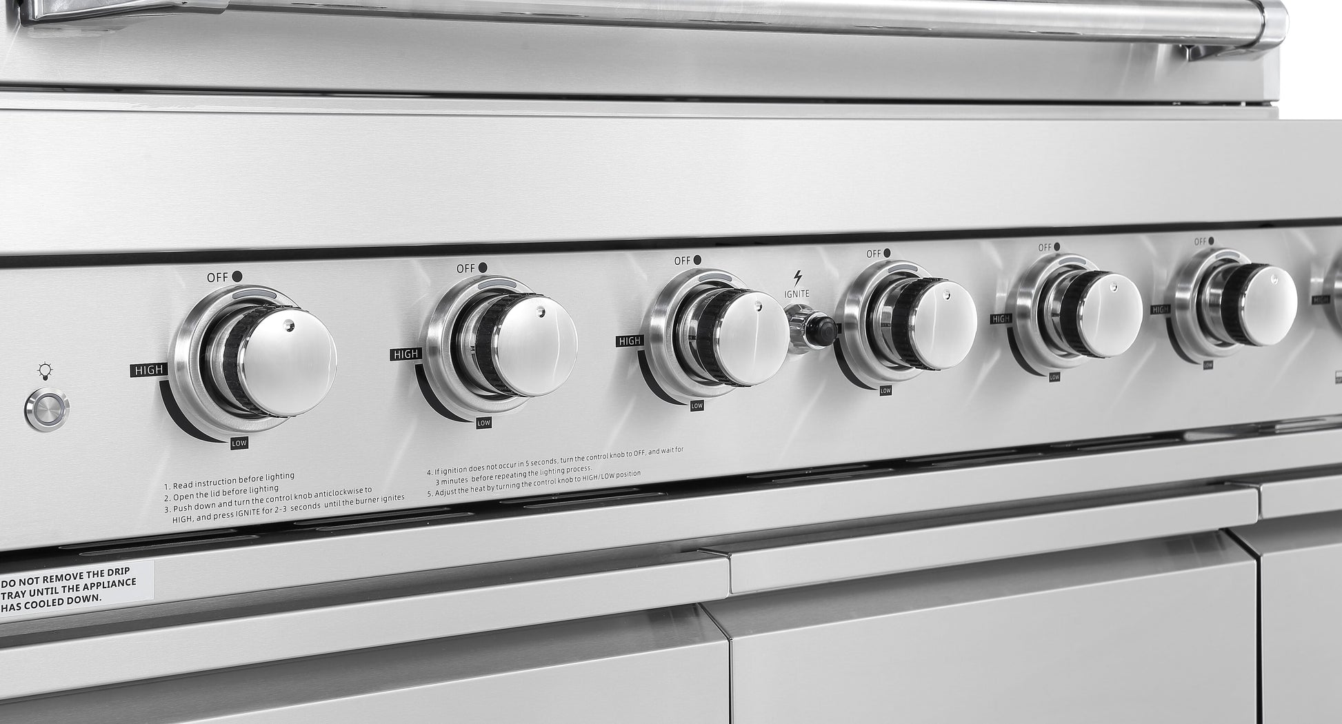 Hurricane 6-Burner Outdoor Kitchen 304 Stainless Steel BBQ Package Inc Triple Fridge, Sink, 3 Drawer Storage, Side Wok & Rear Infrared Burner