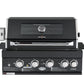 Grill King Signature Series Outdoor BBQ Kitchen Package – Rockpool Black Stone Bench-Top, Black Aluminium Cabinets | 4-Burner Built-In BBQ + Rotisserie + 150L Outdoor Fridge