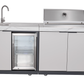 Rockpool White RHS Compact Series 4B Raised Hood BBQ Kitchen | 3 Drawers, Castors, Weather-Resistant, Stone Benchtops