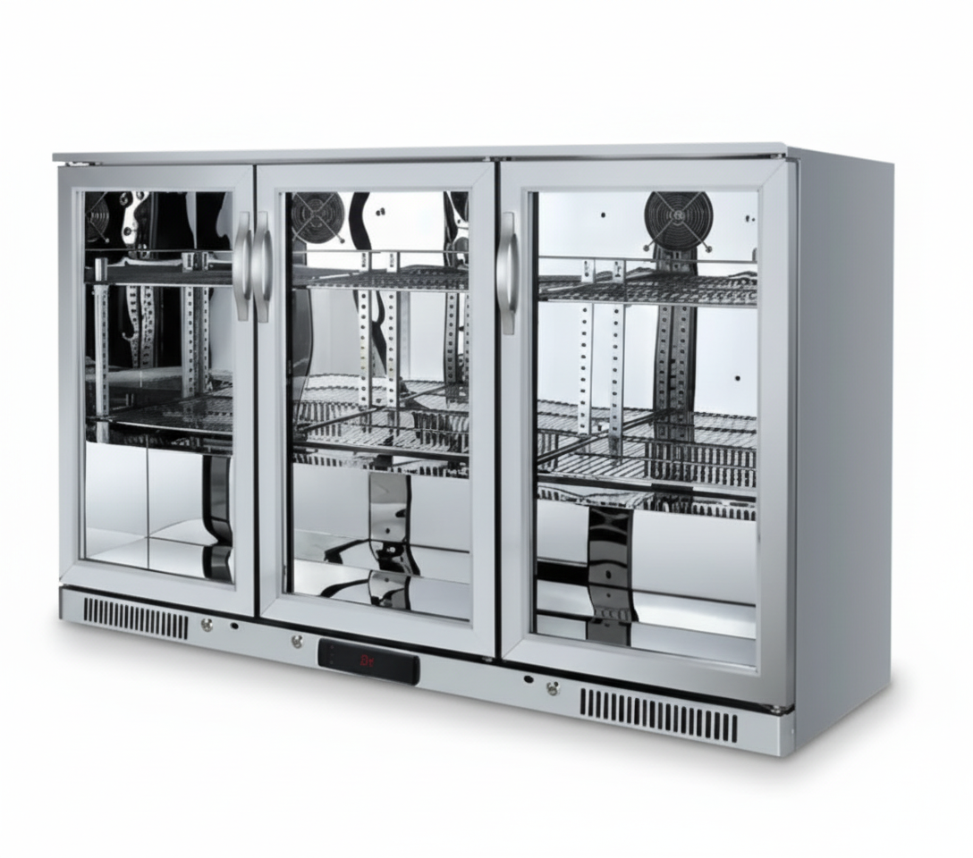 Free Metro Shipping Tropical Rated Triple Glazed 3-Door Commercial Glass Bar Fridge Beer Cooler Under Counter Wine Fridge 318L