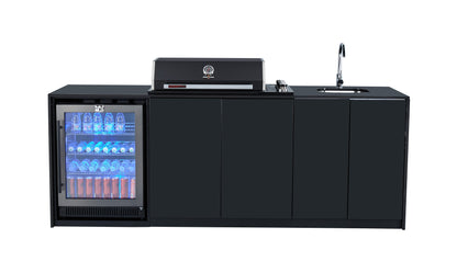 test rey 1 Grill King Signature Series Outdoor BBQ Kitchen Package | Black Stone Benchtop, Black Alloy Cabinets Inc 4 Burner Drop-In BBQ