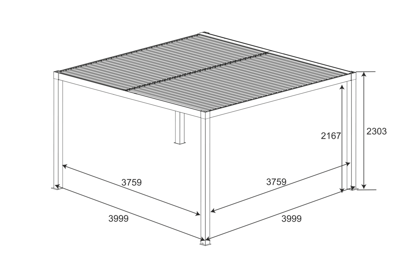 GazeboMate 4x4M Semi Permanent Louvered Gazebo Aluminium Pergola Heavy Duty Wind Resistant