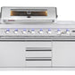 Hurricane 6-Burner Outdoor Kitchen 304 Stainless Steel BBQ Package Inc Triple Fridge, Sink, 3 Drawer Storage, Side Wok & Rear Infrared Burner
