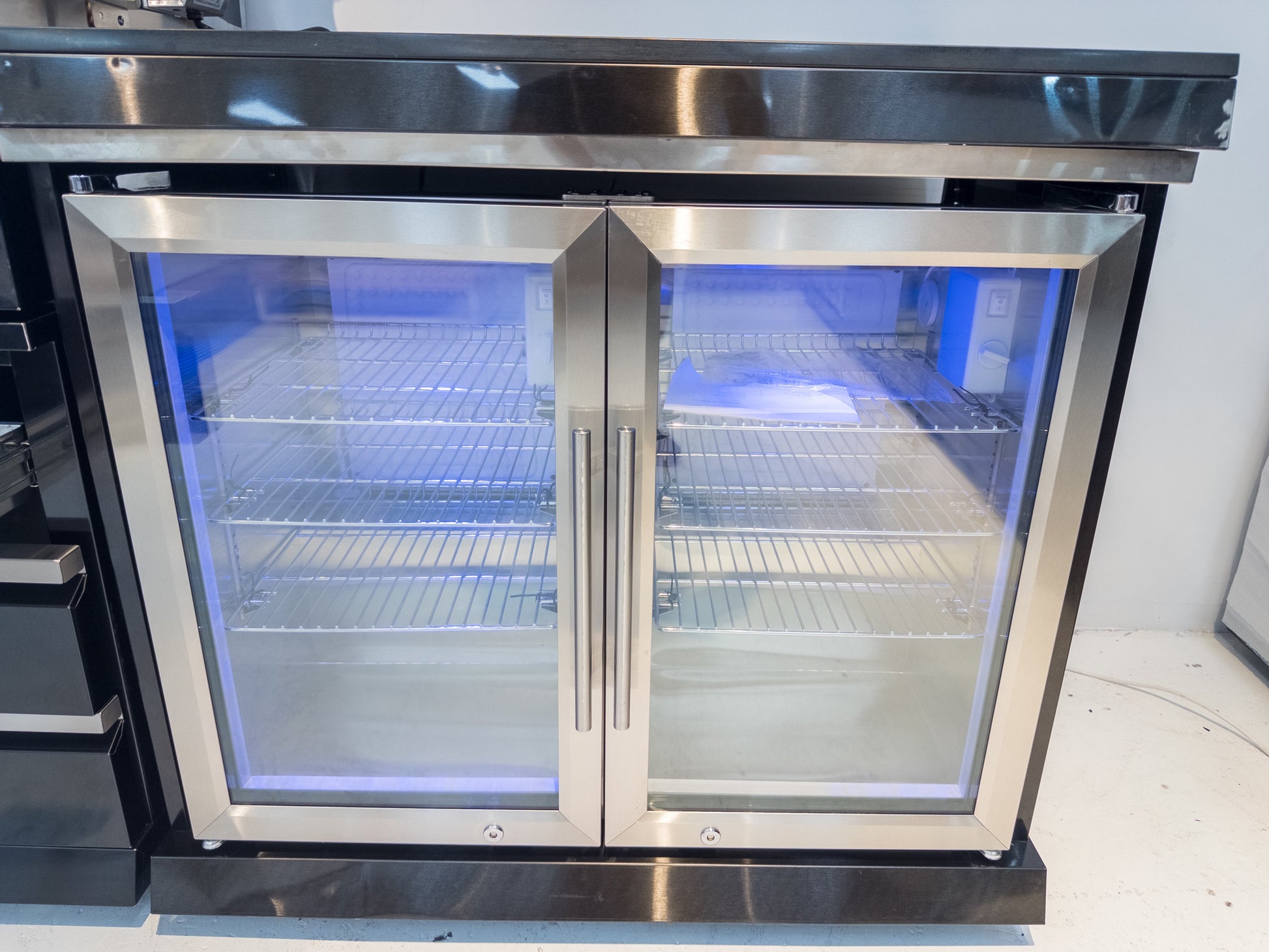 Kingsley 4 Burner Black 304 SS BBQ Kitchen + 2DR Fridge & 1DR Cupboard