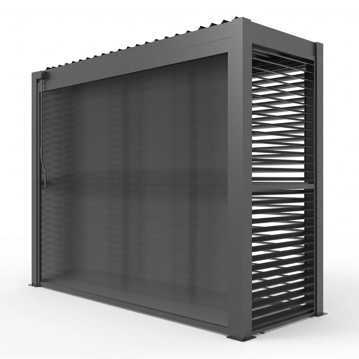 GazeboMate BBQ Shelter – Freestanding Aluminium Louver Roof with LED Lighting & Privacy Blind
