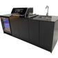 Grill King Signature Series 6 Burner Outdoor BBQ Kitchen Package – Black Stone Benchtop, Black Aluminium Cabinets, Built-In BBQ + Rotisserie
