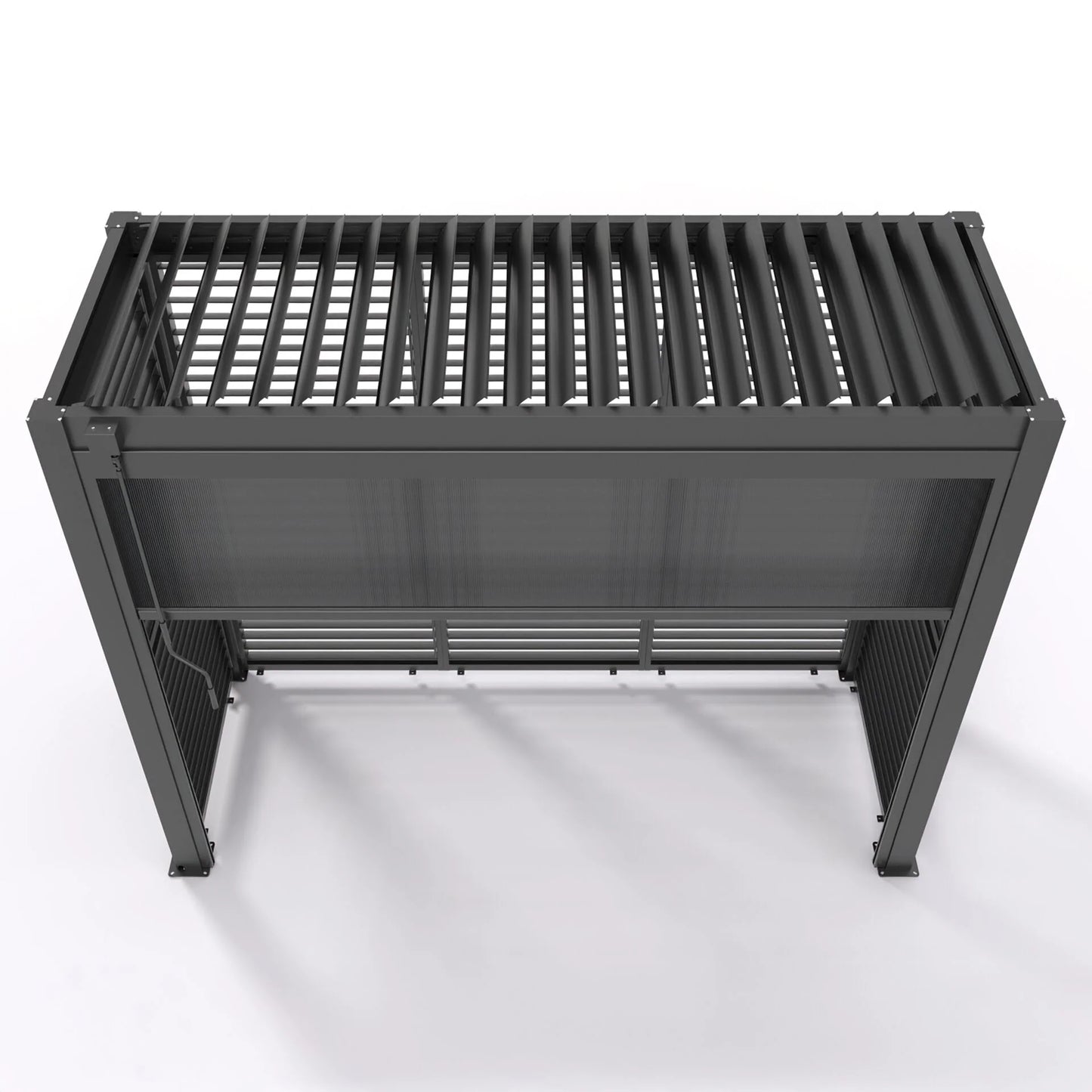GazeboMate BBQ Shelter – Freestanding Aluminium Louver Roof with LED Lighting & Privacy Blind