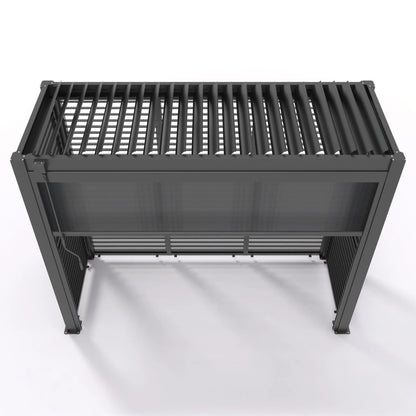 test rey 1 GazeboMate BBQ Shelter – Freestanding Aluminium Louver Roof with LED Lighting & Privacy Blind