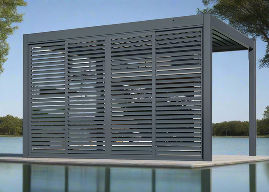 Pergola Shutter Wall in Monument Powder Coated suits Gazebo Mate Louvered Gazebo