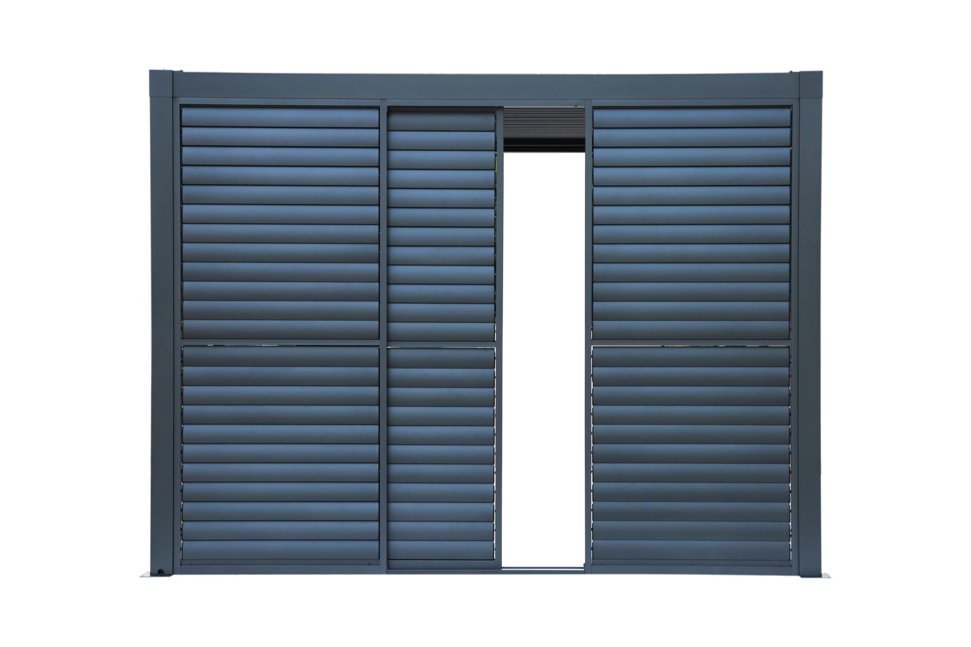 GazeboMate 2.4m Louvered Gazebo Combo – Monument Powder Coat | Louvered Roof + Sliding Shutter Wall
