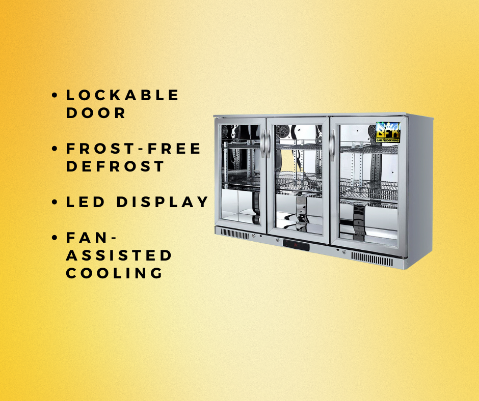 Free Metro Shipping Tropical Rated Triple Glazed 3-Door Commercial Glass Bar Fridge Beer Cooler Under Counter Wine Fridge 318L