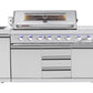 Hurricane 6-Burner Outdoor Kitchen 304 Stainless Steel BBQ Package Inc Triple Fridge, Sink, 3 Drawer Storage, Side Wok & Rear Infrared Burner