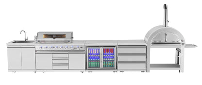 test rey 1 Hurricane 6-Burner Outdoor Kitchen: Stainless Steel, Fridge, Sink, Wok & Rear Infrared Burner