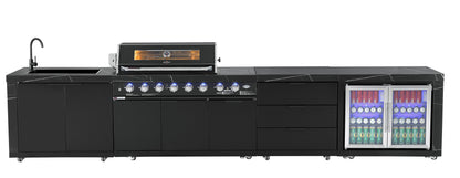 test rey 1 Rockpool Black XL 6B + Wok : Designer Outdoor Kitchen BBQ Package With Fridge, Sink, Rotisserie & BBQ Covers.