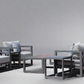 7 Piece Charcoal Aluminium Hampton Style Outdoor Furniture Lounge Set Weather Resistant 3 Seater, 1+1 + Coffee Table & 2x Side tables
