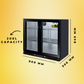 Tropical Rated Triple Glazed 208L Double Door Under-bench Commercial Bar Wine Fridge Drinks Chiller in Black