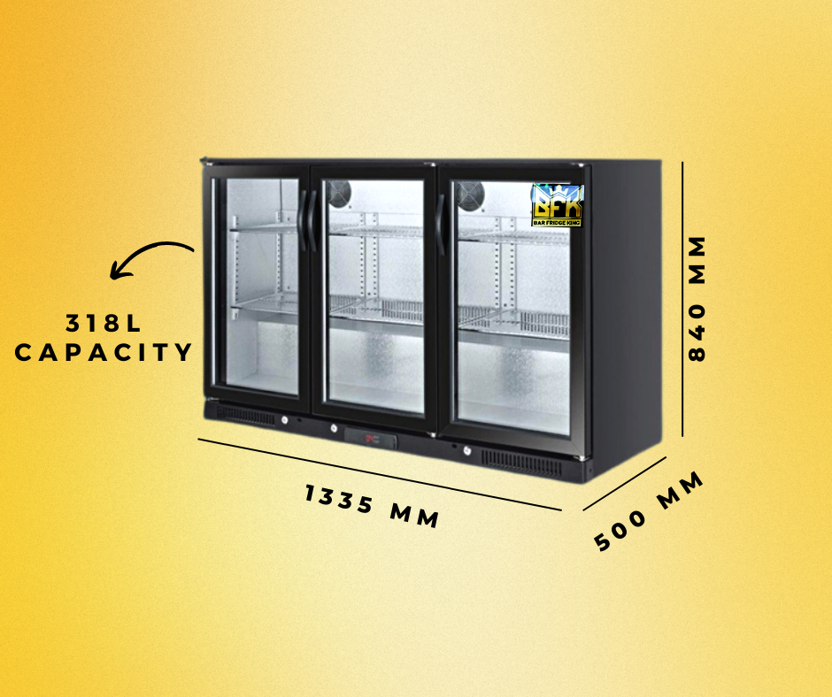 Free Metro Shipping Tropical Rated Triple Glazed 318L 3-Door Commercial Wine Bar Fridge Chiller Can Cooler Mini Freezer in Black