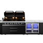 Element Twin Hood 8 Burner Outdoor BBQ Kitchen: High Grade 304 SS + White Stone 3.7 | 2DR Fridge + Sink + Wok Burner