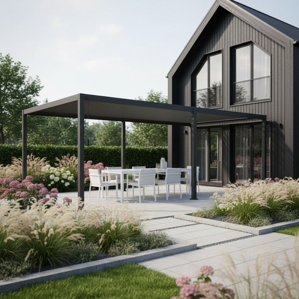 GazeboMate 4M x 6M Semi Permanent Louvered Gazebo Monument Aluminium Heavy Duty Wind Resistant