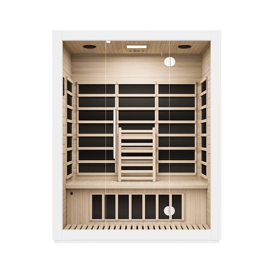 BJØRN 3 PERSON WHITE DESIGNER SAUNA PERSON INFRARED SAUNA LED, BLUETOOTH