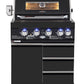 Kingsley 4 Burner Non Wok Black Stainless Steel BBQ Package Inc Pizza Oven, 2DR Fridge, 2DR Sink