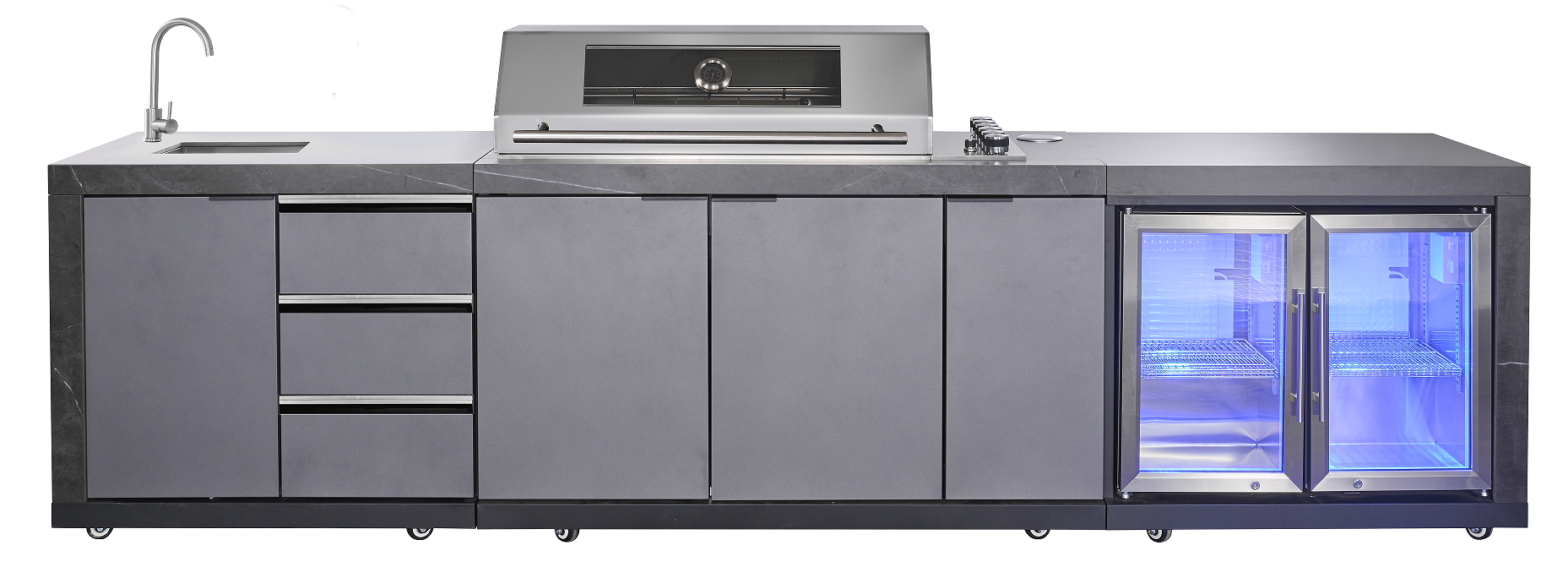 LHS SINKDRAW MODULE | Rockpool Charcoal Raised Hood BBQ Kitchen + 3 CUPBOARD DOORS